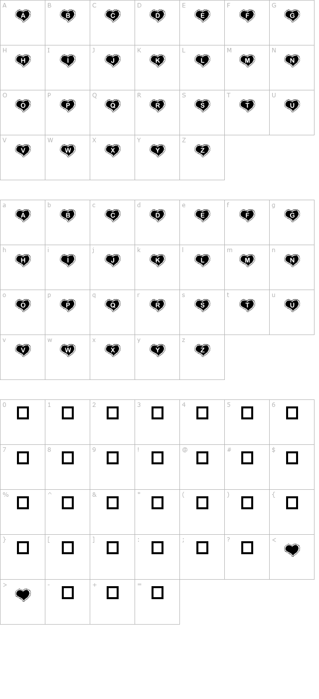 KR Valentine Heart character map