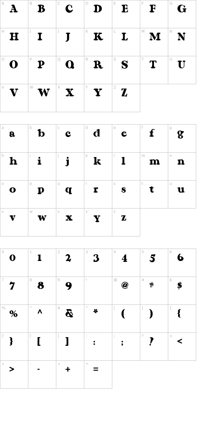 Krazy Kracks NF character map