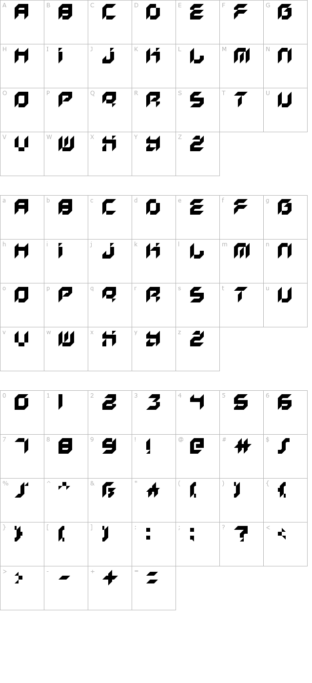 Kreased Regular character map