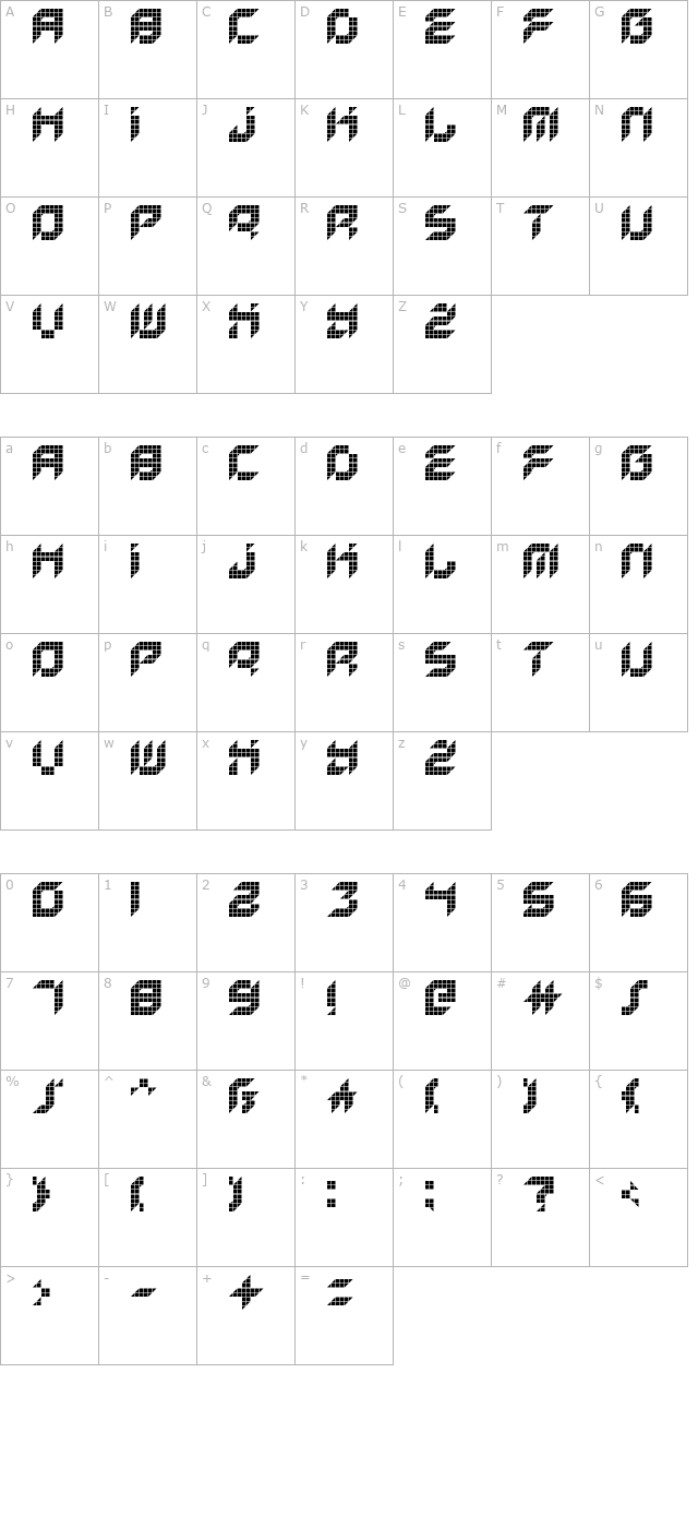 Kreased (Remix) Regular character map