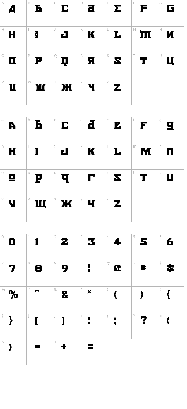 Kremlin Bolshevik character map