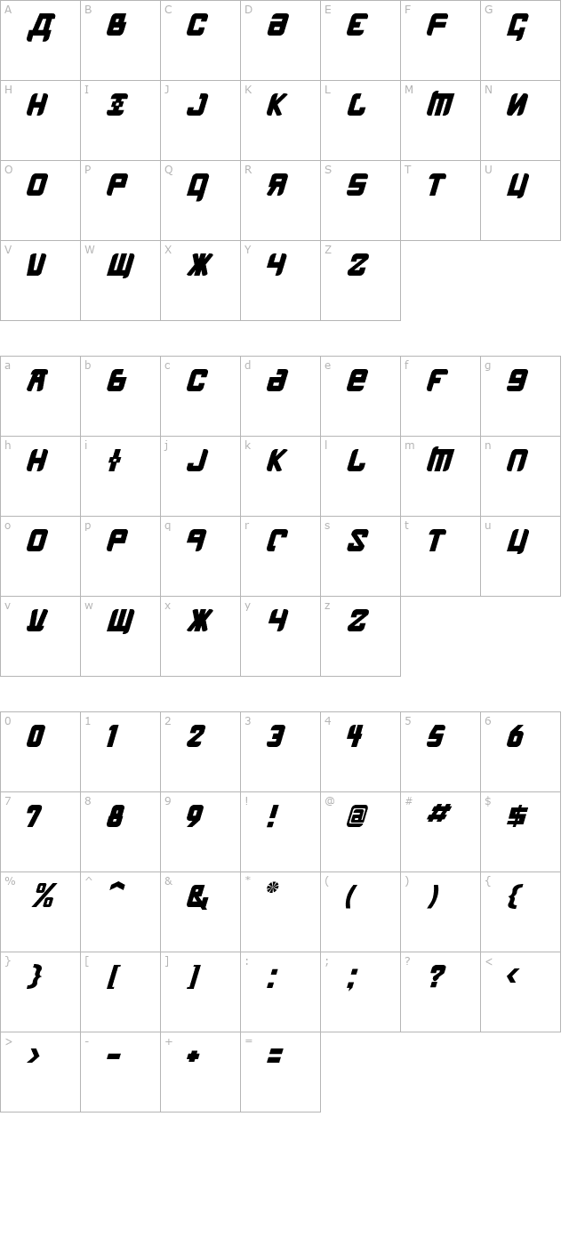 kremlin-menshevik-bold-italic character map