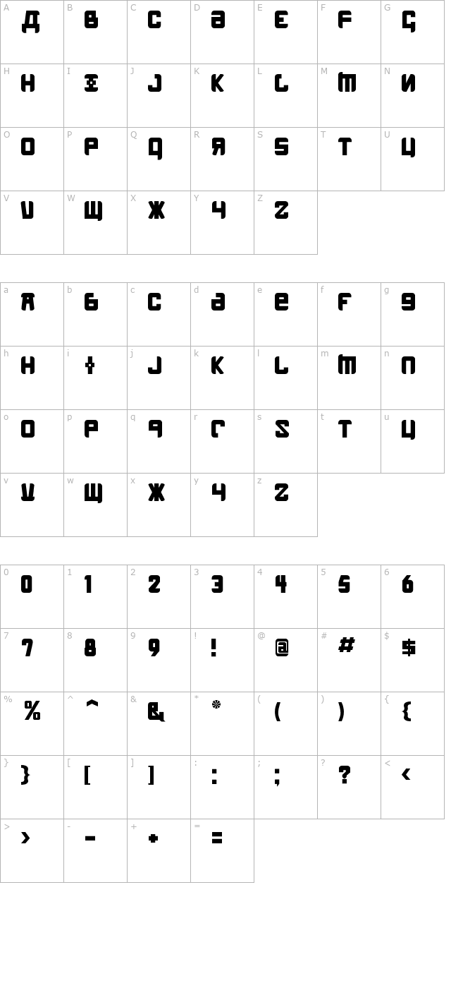 Kremlin Menshevik Bold character map