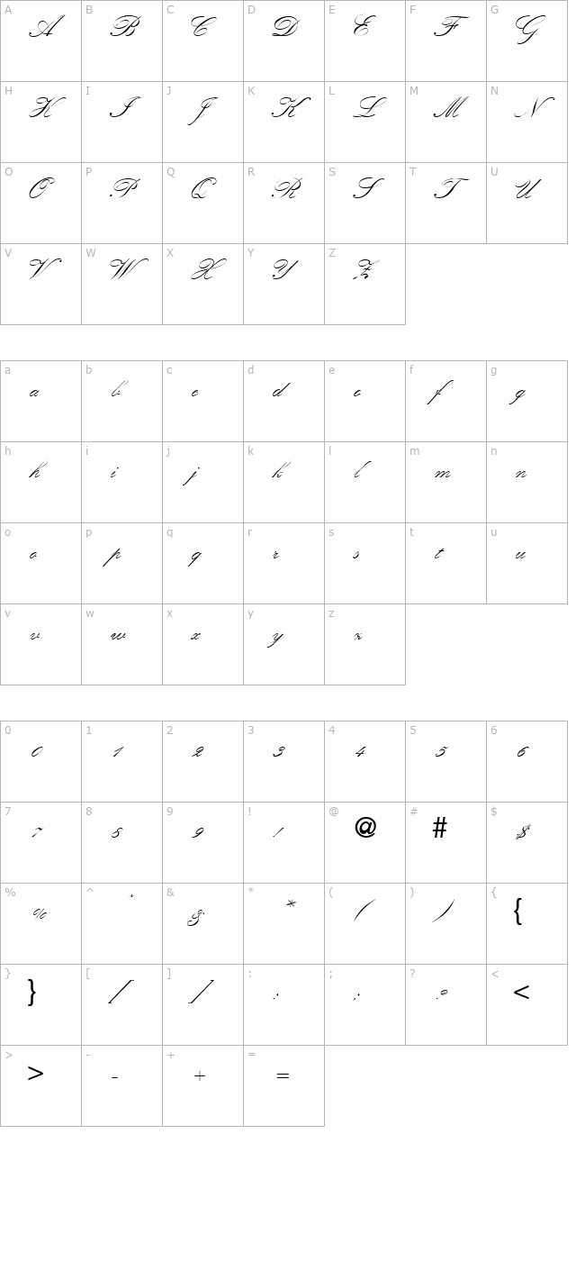 KremlinScriptOne-Regular character map