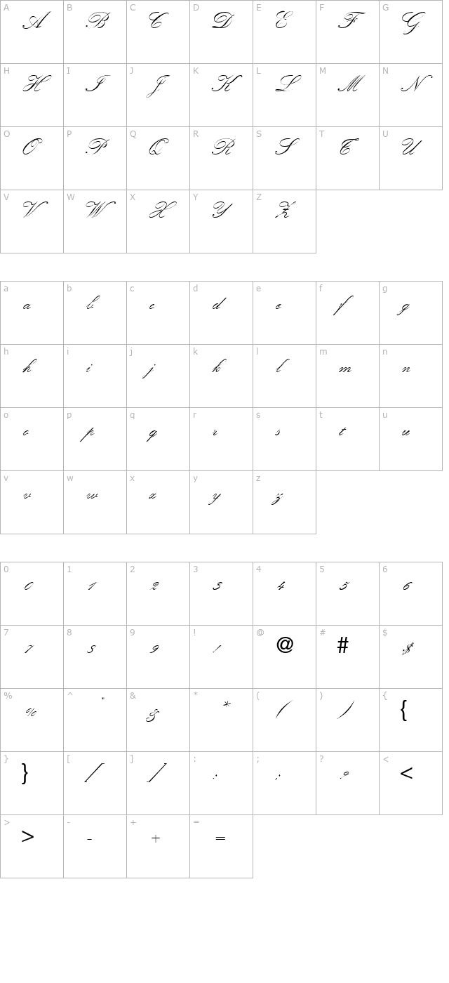 KremlinScriptTwo-Regular DB character map