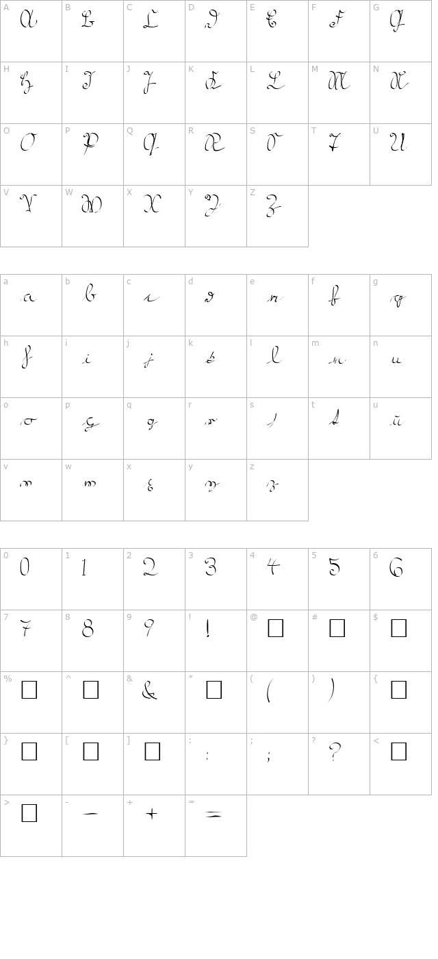 kroeburn-regular character map