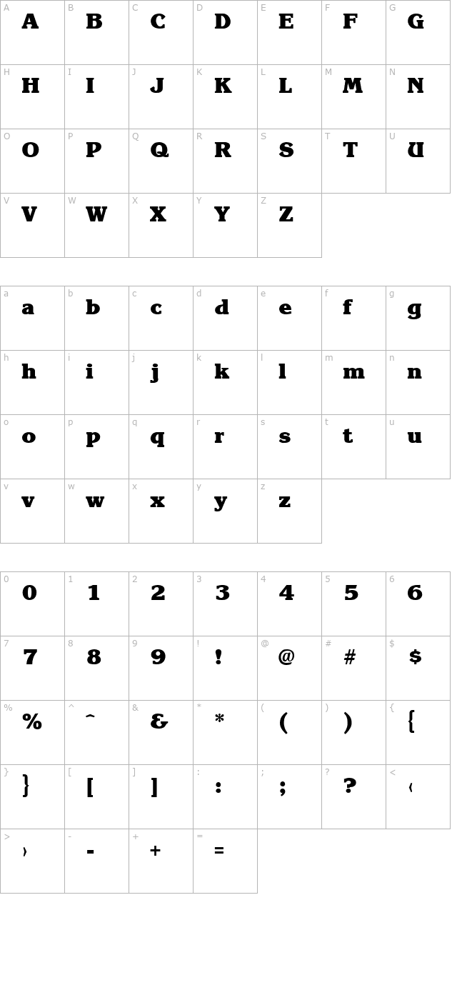 Krone ExtraBold character map