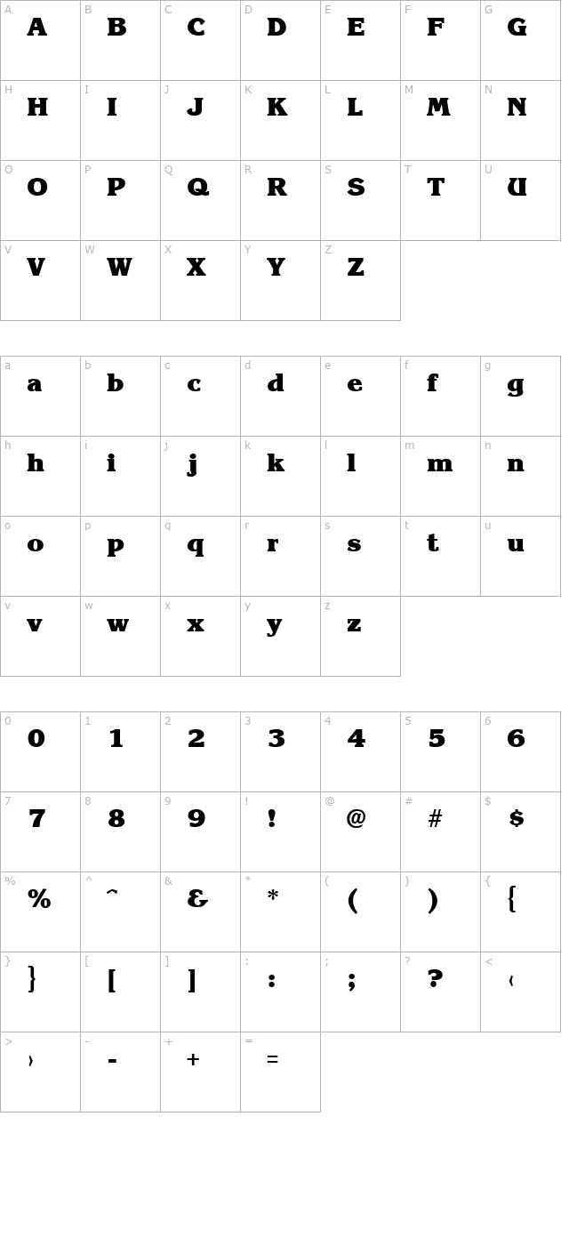 kroneextrabold-regular character map