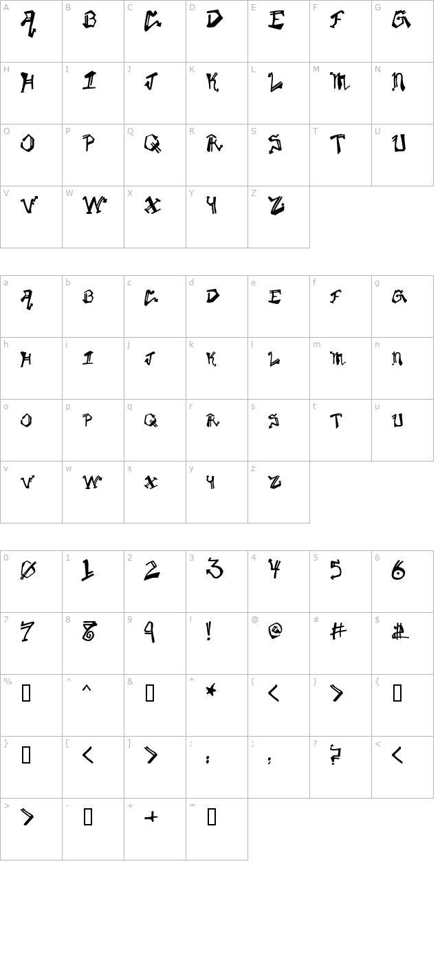 krylon-gothic character map