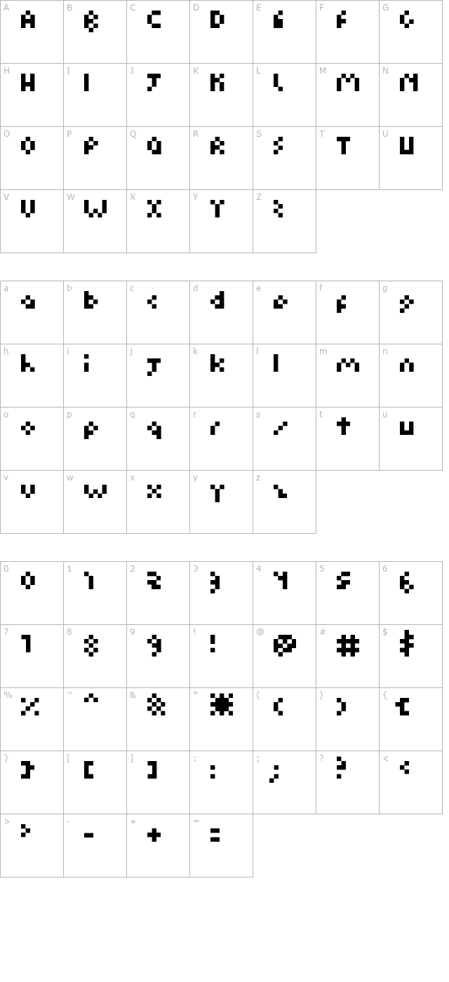 kuadriculado character map