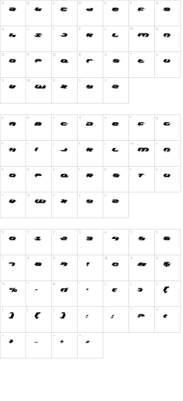 Kubrick Pro Condensed character map