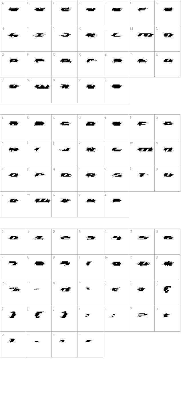 kubrick-pro character map