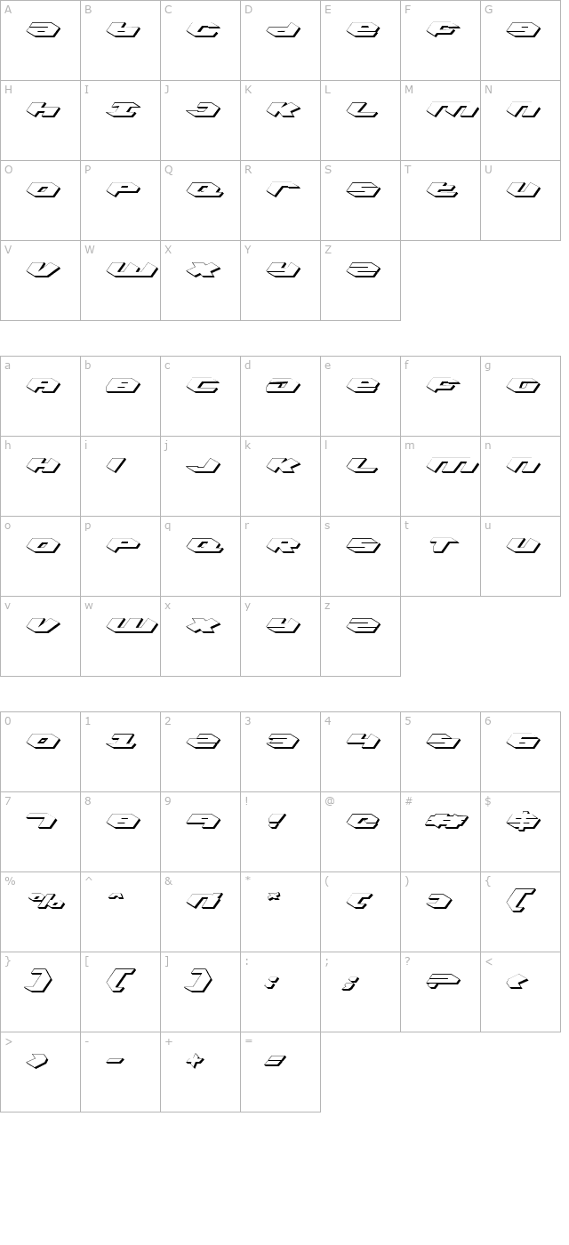 Kubrick Shadow character map