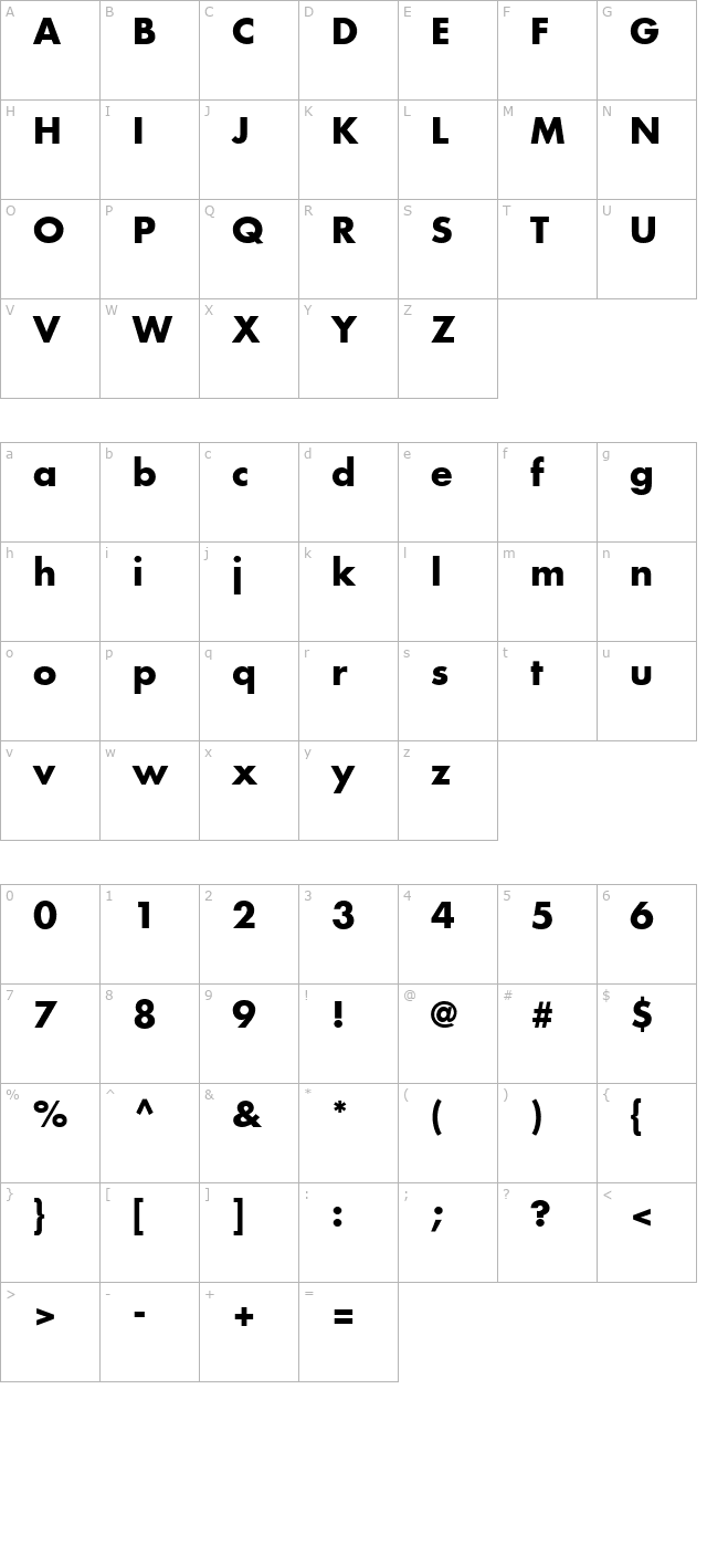 Kudos SSi Bold character map