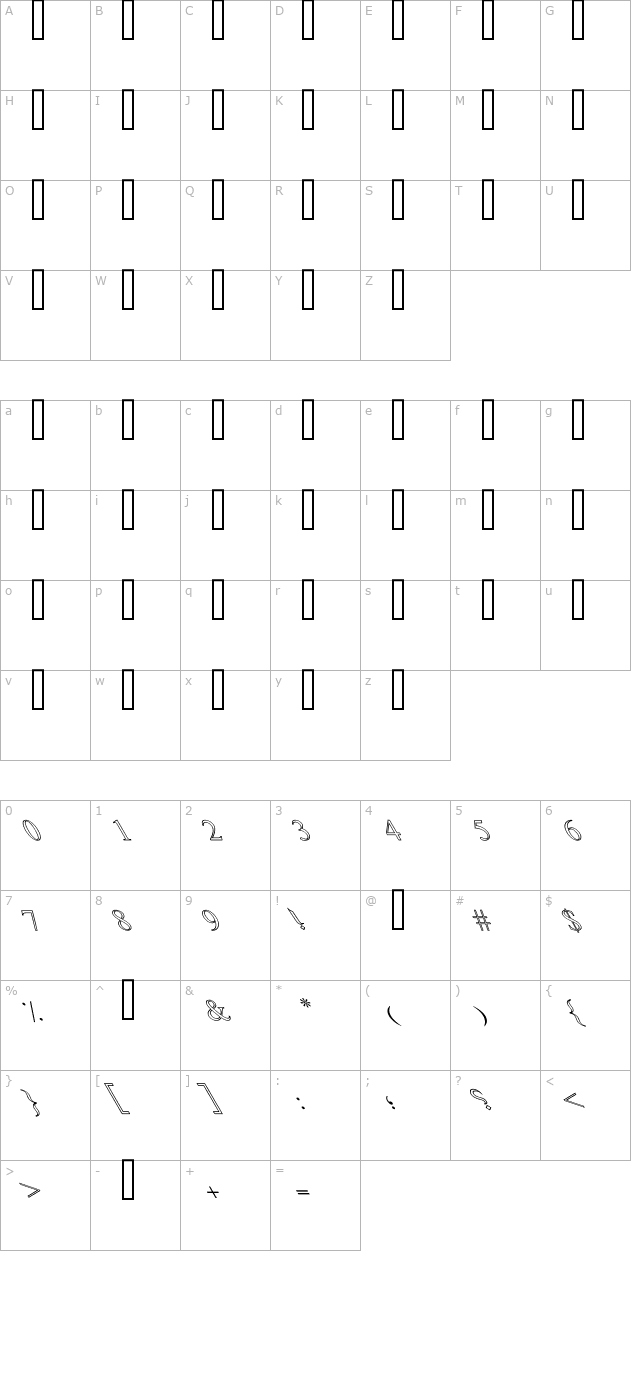 kufi-outline-shaded character map