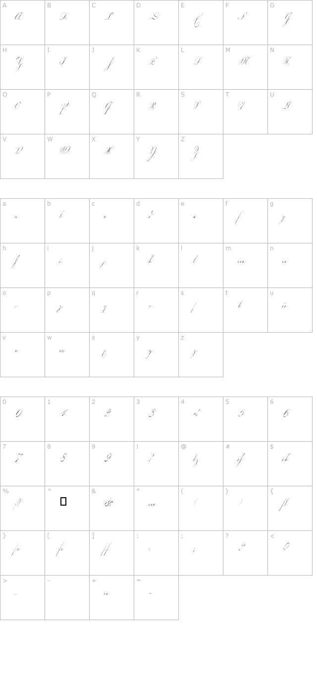 kurrent-kupferstich character map