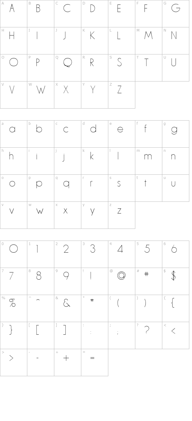 L & C Hairline Regular character map