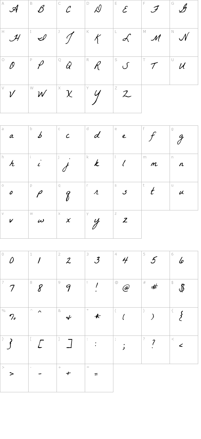 la-belle-aurore character map