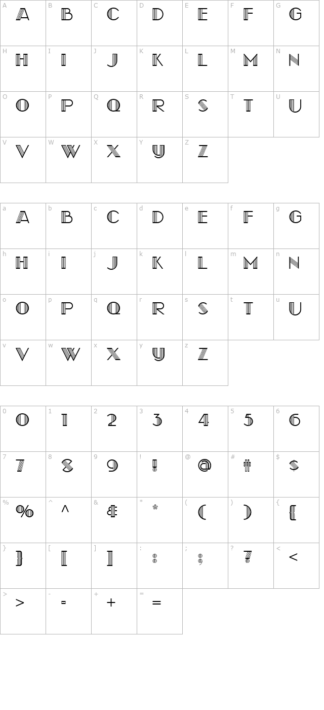 La Coupole NF character map