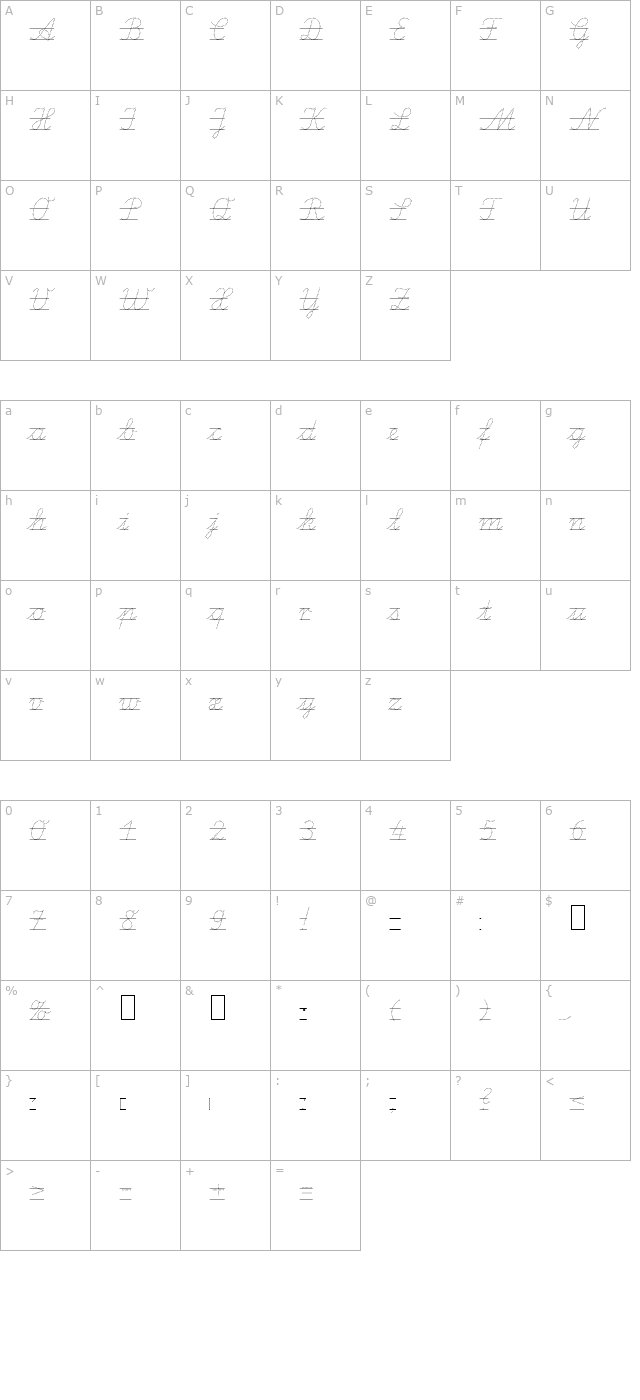 LA El 2 Italic character map