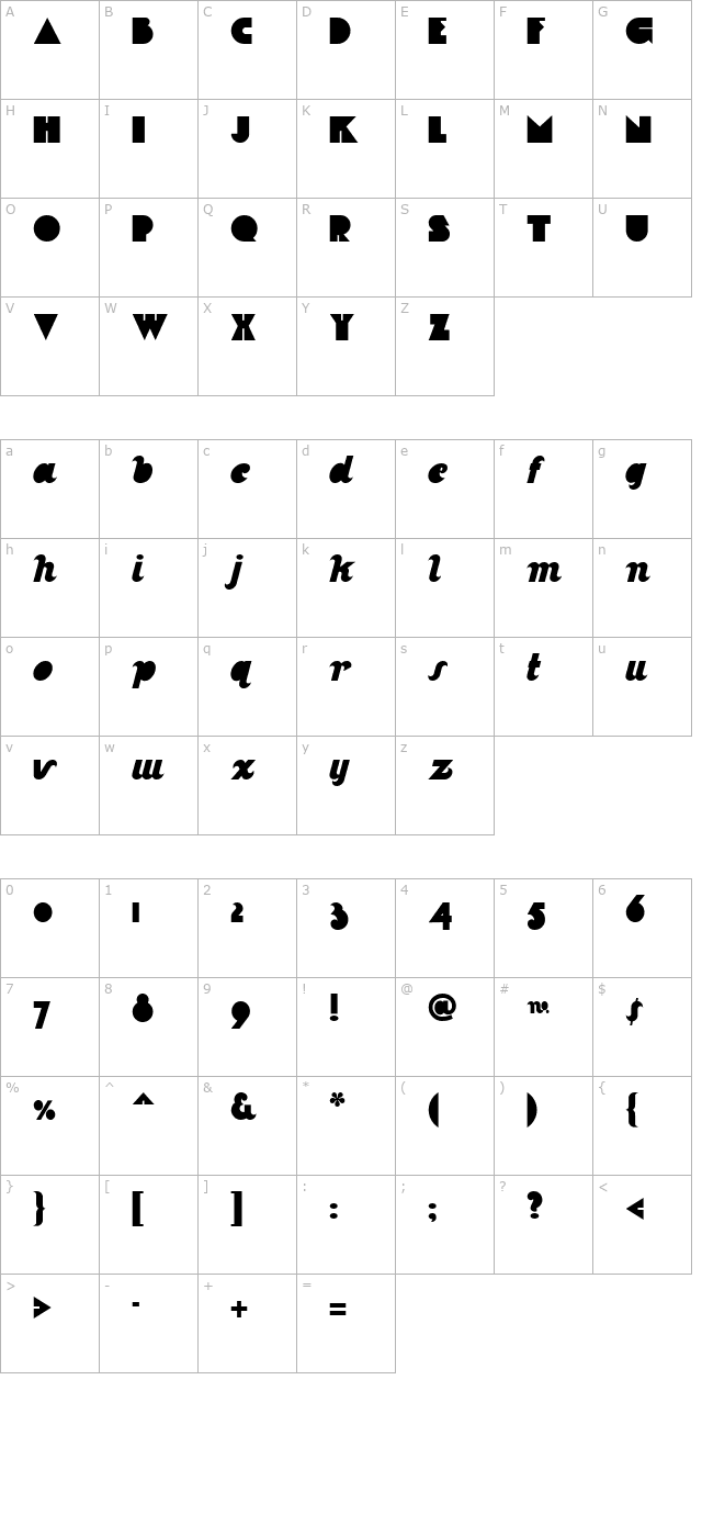 La Moda NF character map