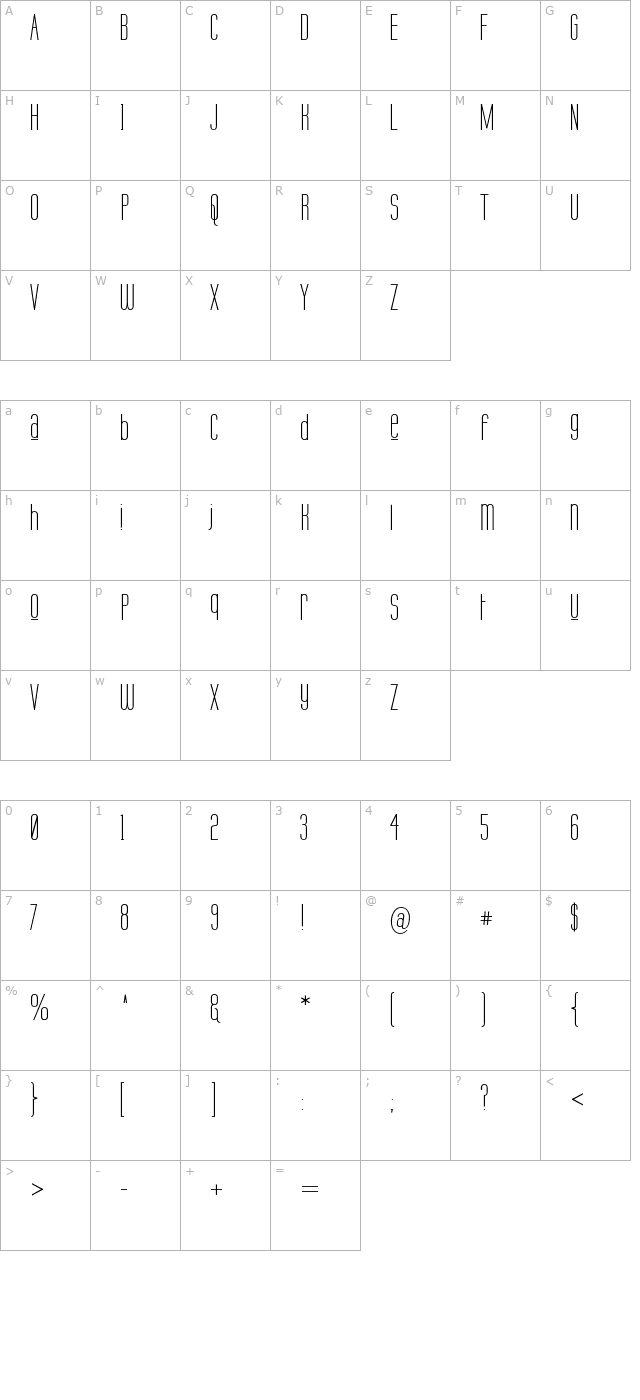 Labtop Unicase Upper character map