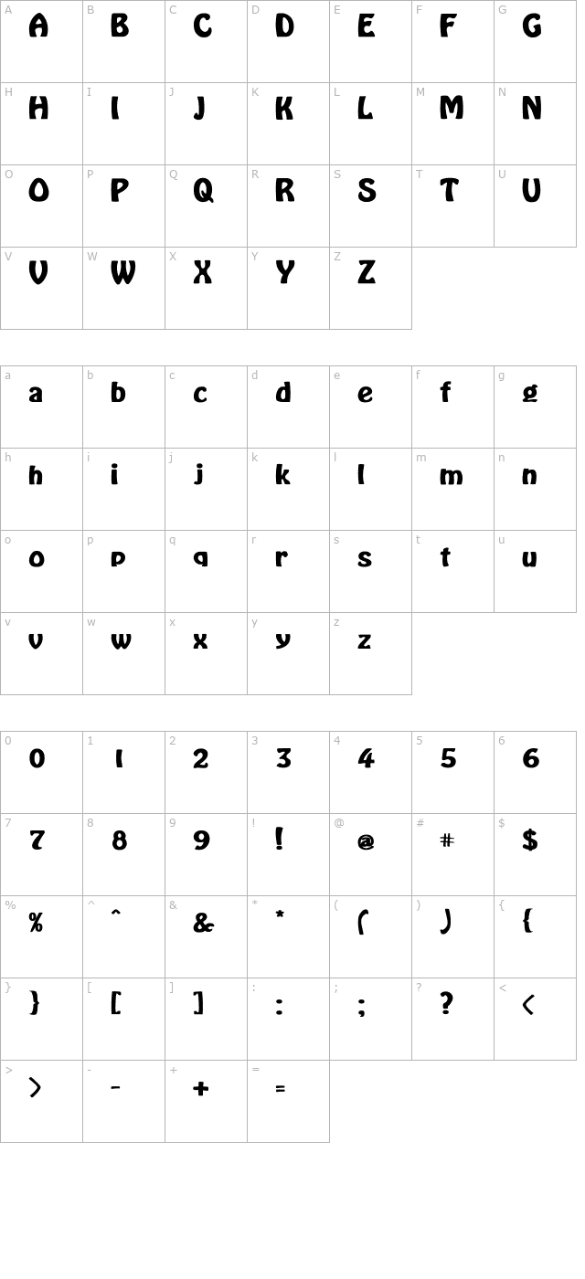 lacosta-bold character map