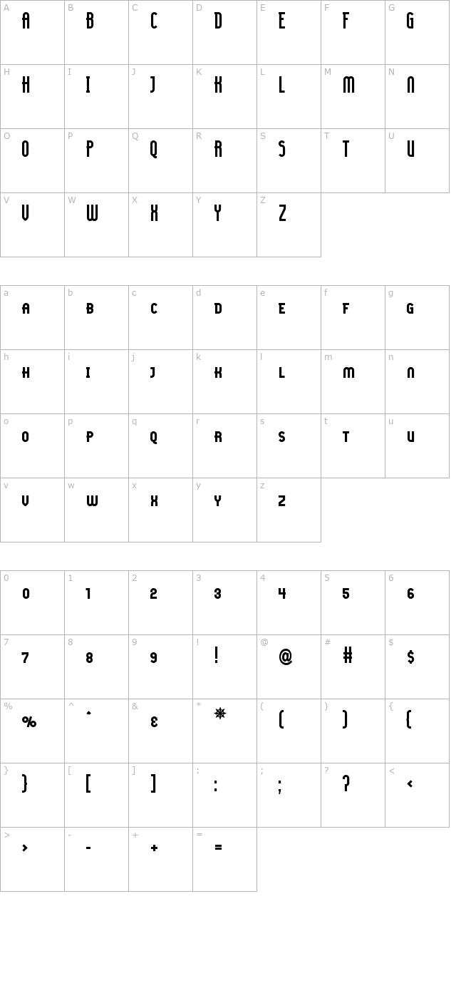 Lady Ice - SC Bold character map