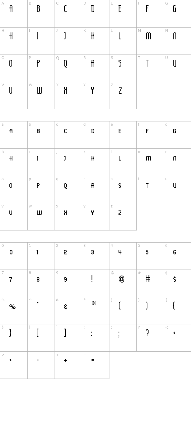 Lady Ice - Small Caps character map