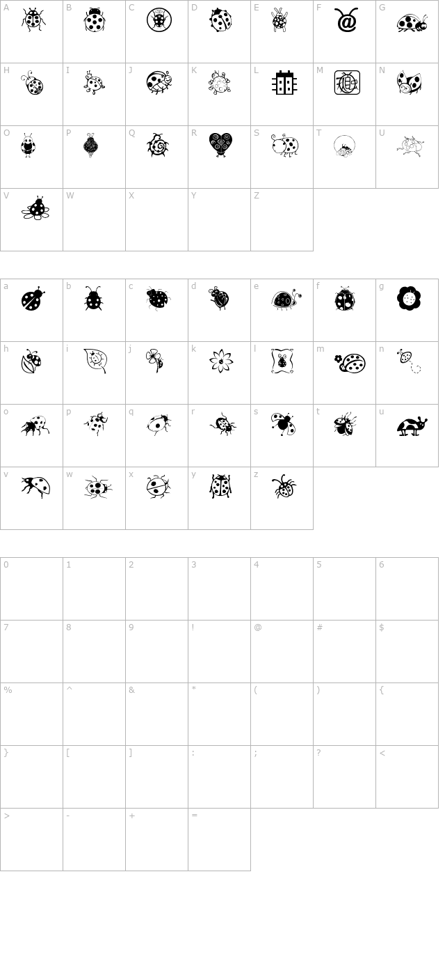 Ladybug Dings character map