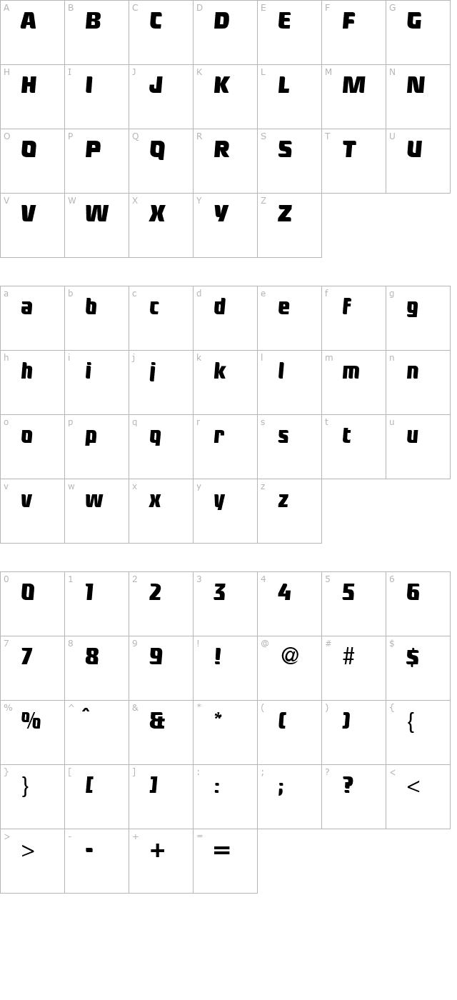 ladykiller-regular character map