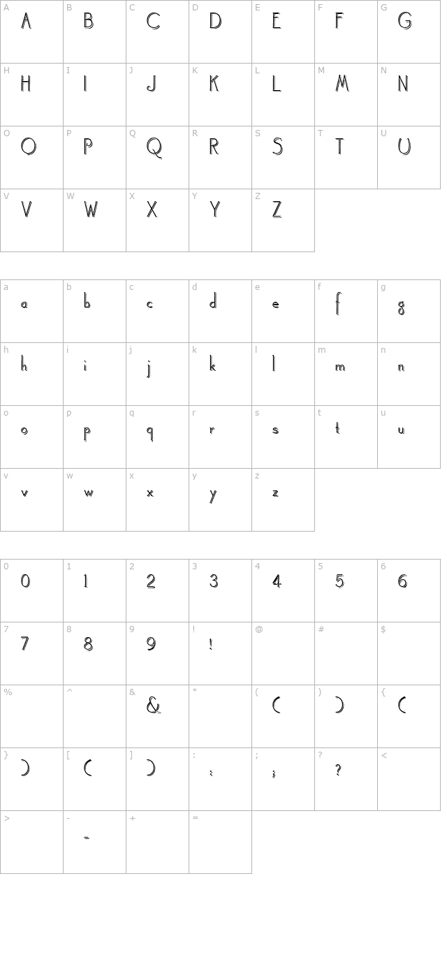 Landsdowne Shadowed character map