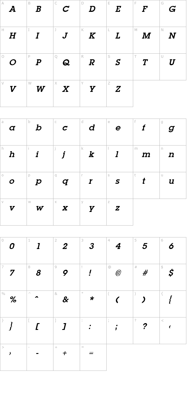 lapland-bold-italic character map