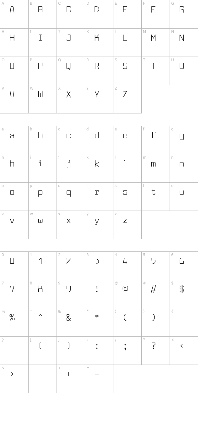 Larabiefont character map