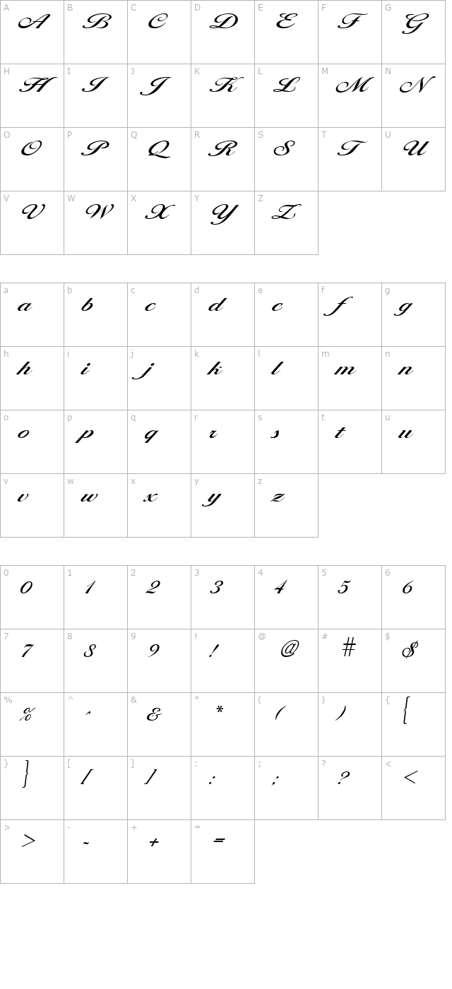 Larisima Regular character map