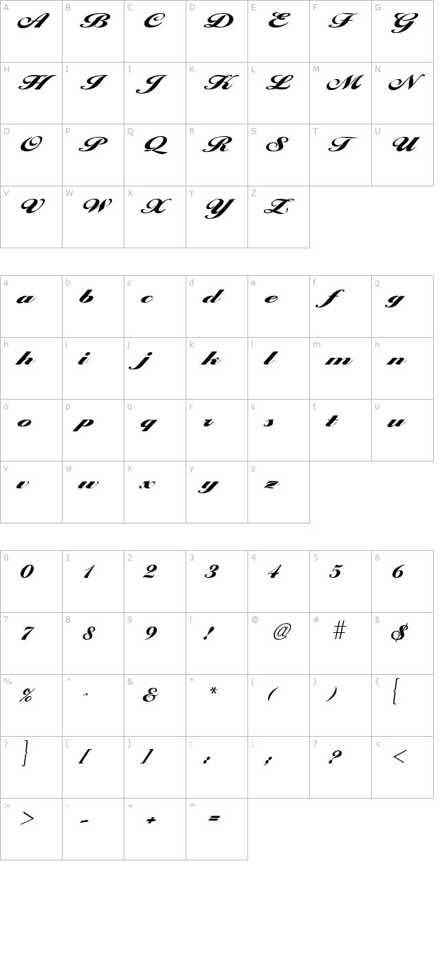 larisimaextrabold-regular character map