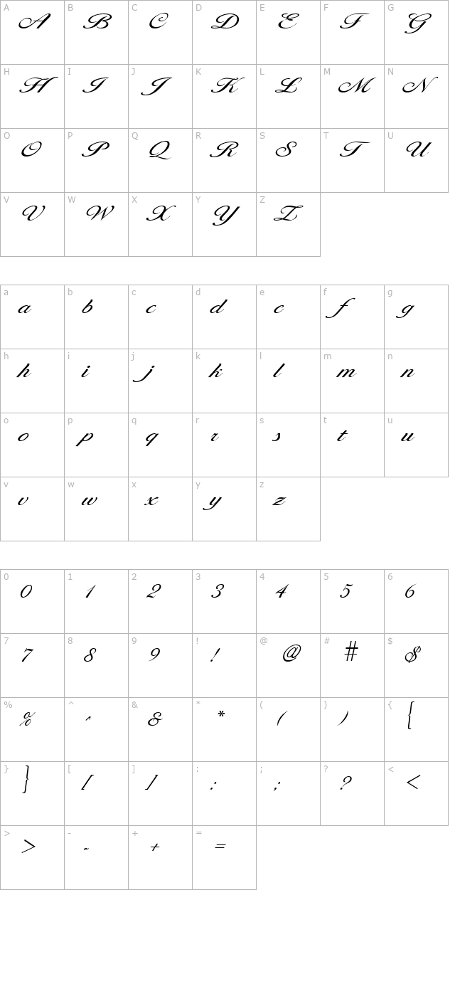 larisimalight-regular character map