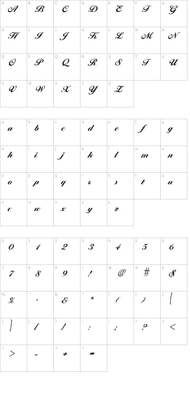 Larissa Bold character map