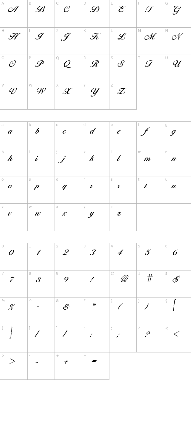 Larissa Regular character map