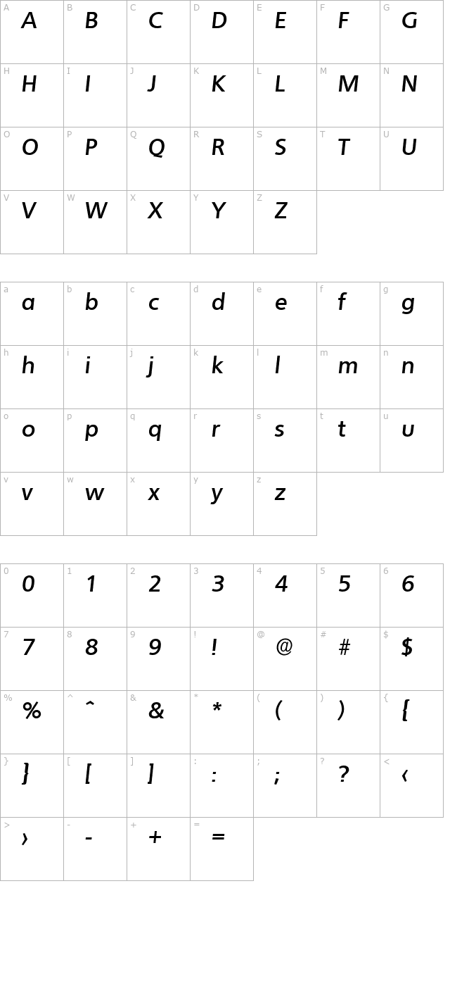 larrybecker-bold-italic character map