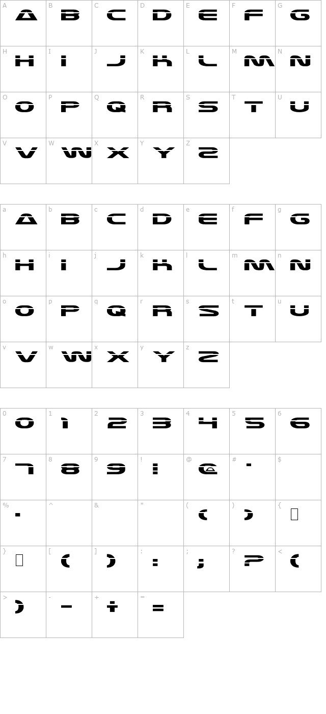 Laserian character map