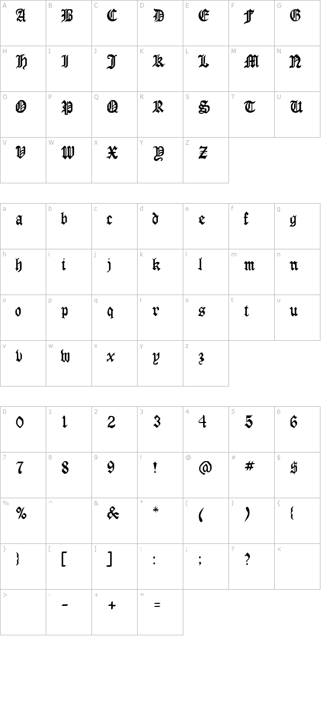 LaserLondon Regular character map