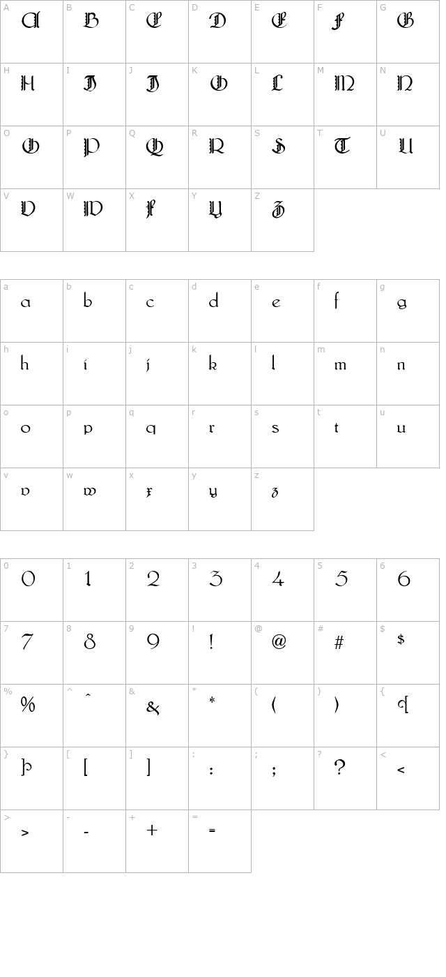 Lautenbach Fancy Caps Normal character map