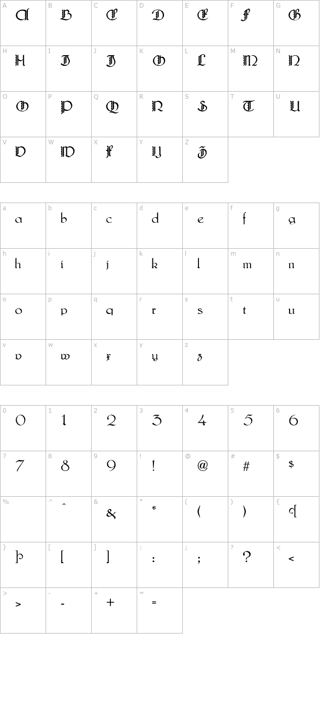 LautenbachFancyCaps-Normal character map