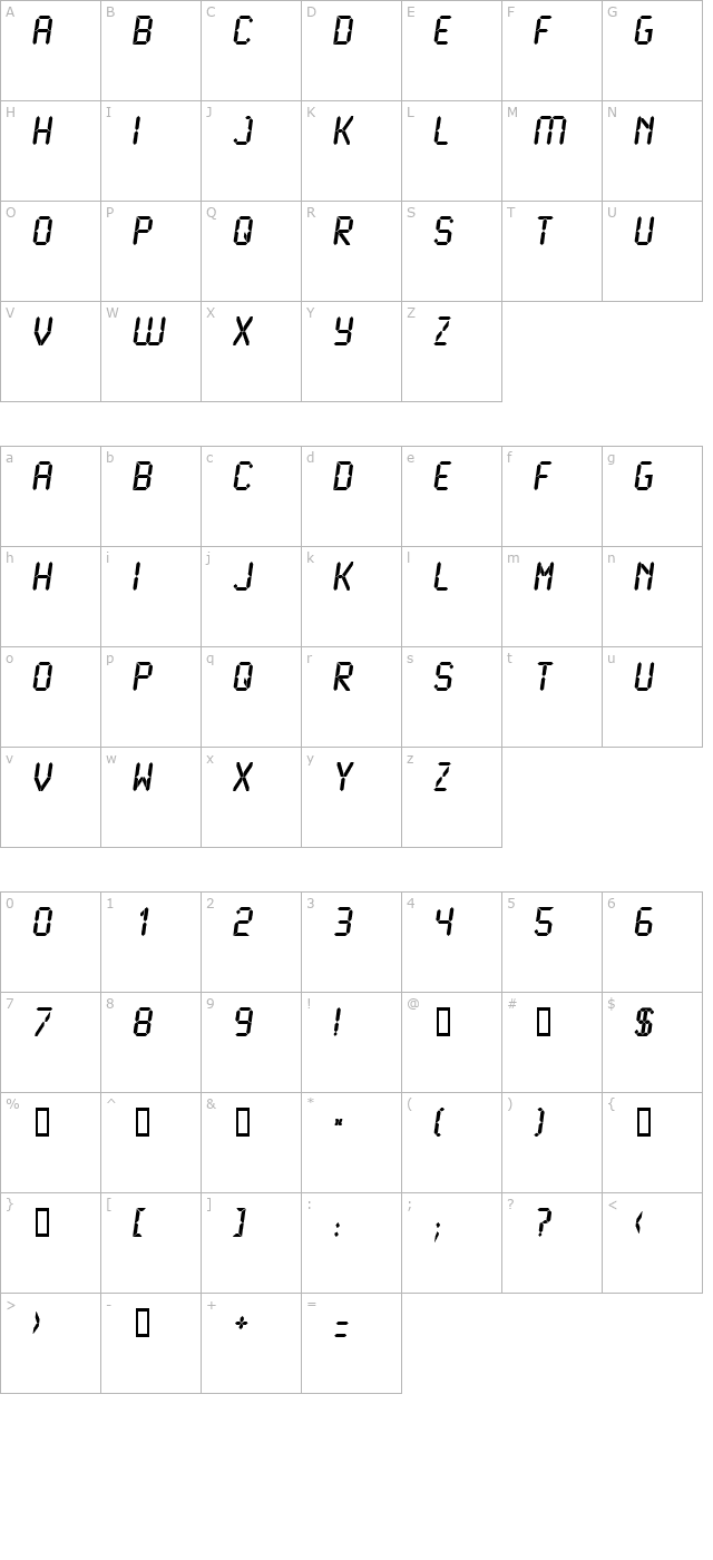 LCD Bold character map