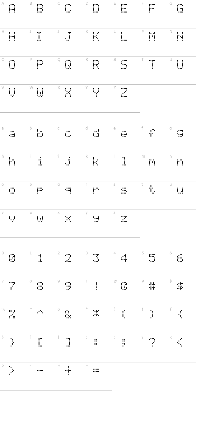 LCD Display Grid character map