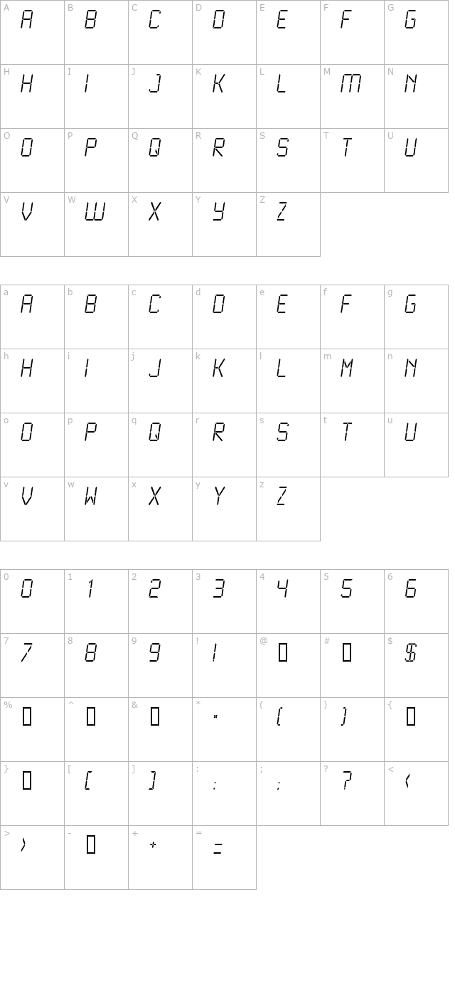 LCD2 Light character map