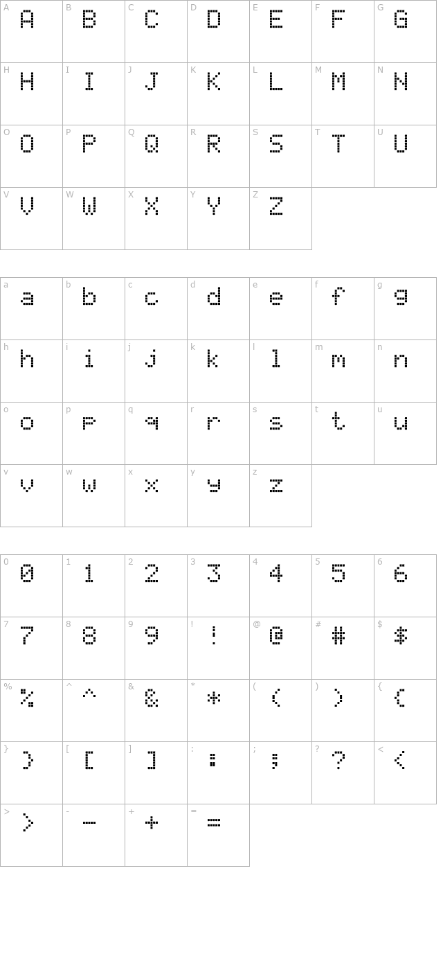 lcd5x8h character map