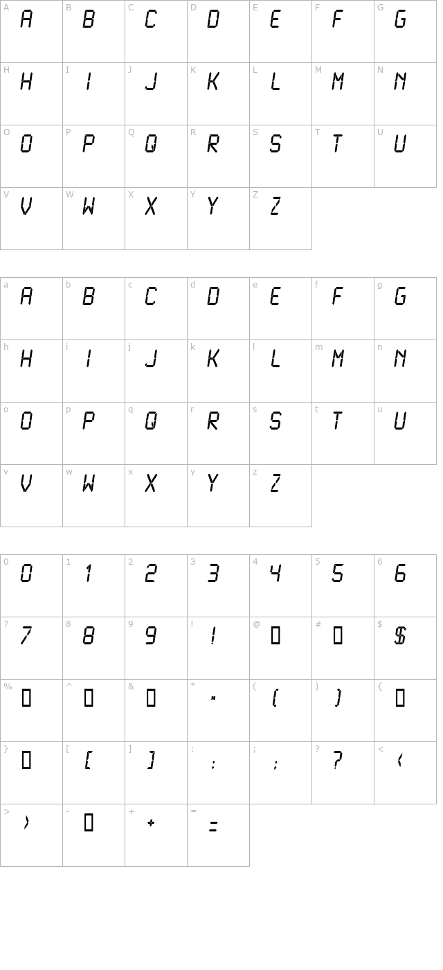 lcdmono-normal character map