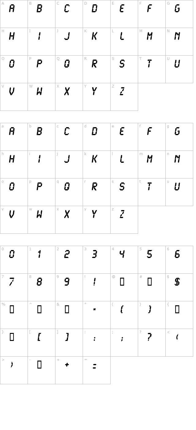 LCDMono Ultra character map